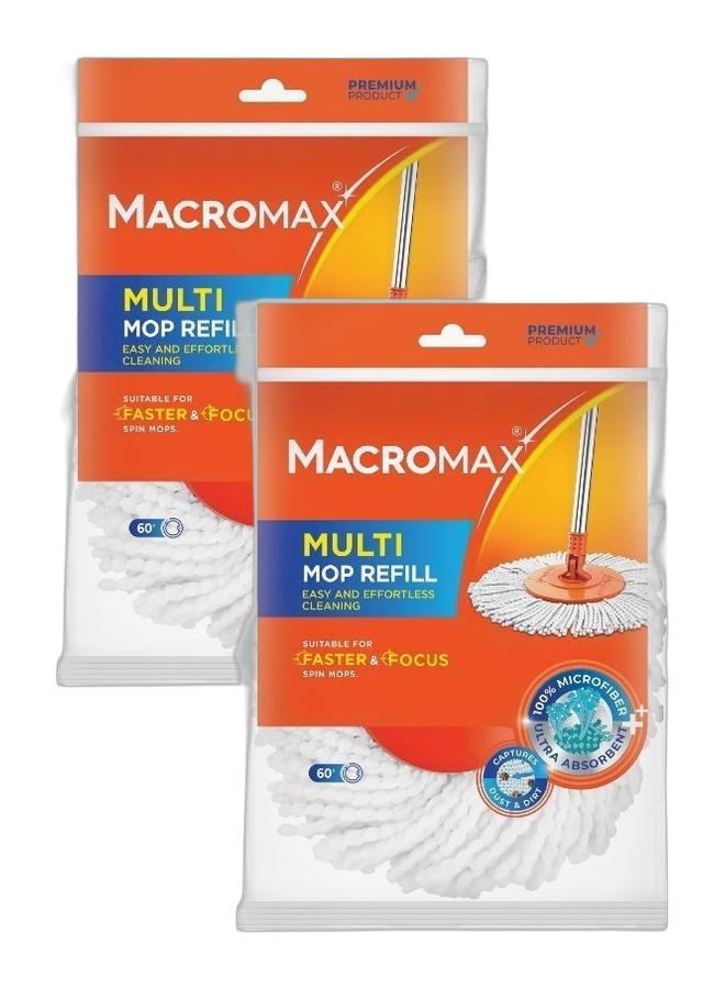 Macromax مجموعة قطعتين من عبوات إعادة تعبئة ممسحة ماكروماكس متعددة الاستخدامات - وسادة بديلة فائقة الامتصاص من الألياف الدقيقة لنظام الممسحة المتعددة - Image 1
